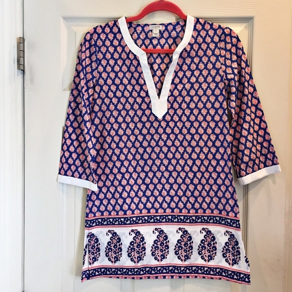 J. Crew Factory Tops - J. Crew Factory Blue & Pink Floral Paisley Tunic